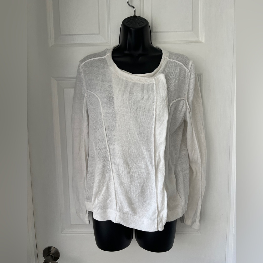 Eileen Fisher Ivory Knit Sweater organic linen size L